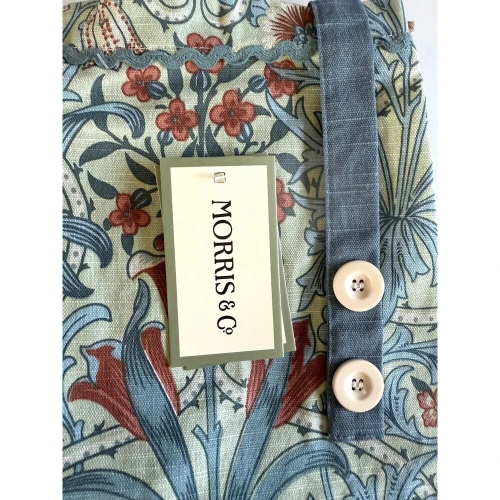 William Morris Woodland Weeds Kitchen Bib Apron Cotton Multicolor Rickrack Trim